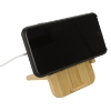Bamboo 10W Wireless Charger with Phone Holder - Nt angled with phone horizontal